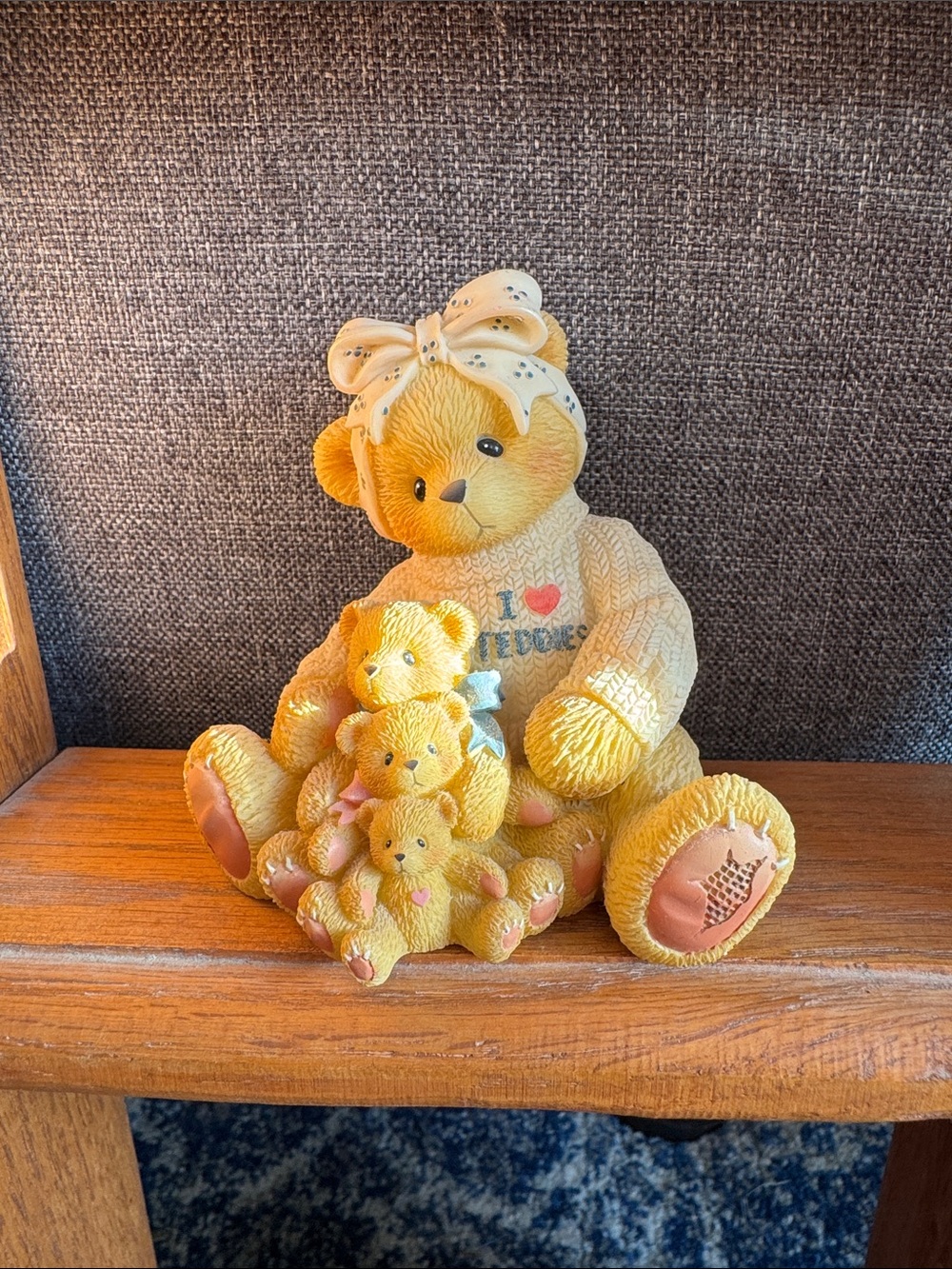 Cherished Teddies Yellow Bear Family Figurine with Bow
